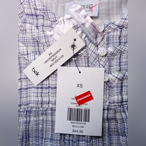 True Craft Blue and White Smocked Ruffled Blouse - Picture 6 of 10